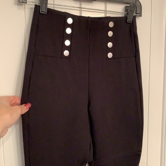 Forever 21 double row silver button high rise black leggings - Picture 2 of 8